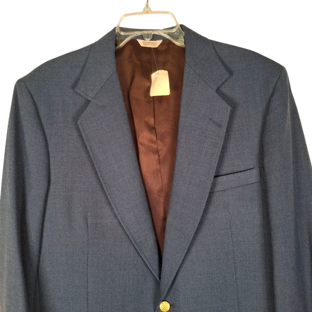 Dickinson & Lee 44 L Blue Blazer Sport Coat‎ Jacket Made IN USA Wool Blend NWT
